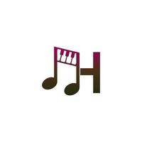 icono del logotipo de la letra h con plantilla de símbolo de diseño de nota musical vector