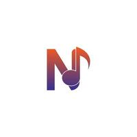 Letter N logo icon with musical note design symbol template vector