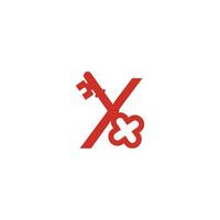 Letter X logo icon with key icon design symbol template vector