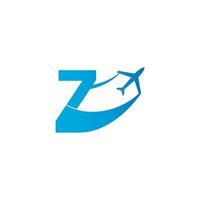 letra z con ilustración de vector de diseño de icono de logotipo de avión
