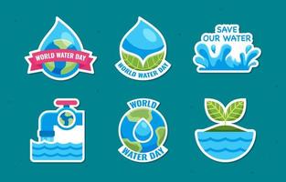 Water Day Sticker Set Collection vector