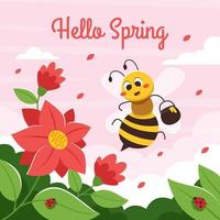 insecto de abeja de miel en la temporada de primavera vector
