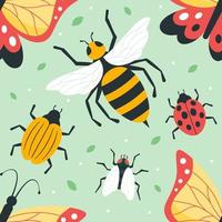 Bug and Insect Seamless Pattern Background vector