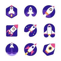 elementos del logotipo del cohete para el negocio de inicio vector