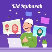 Eid Family Gathering using Video Call vector
