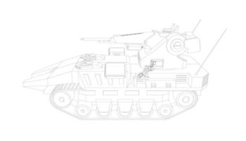 line art of destroyer tank vector