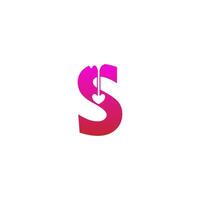 Letter S logo icon with melting love symbol design template vector