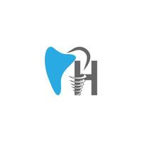 Letter H logo icon with dental design illustration vector