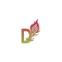 Letter D  with feather logo icon design vector