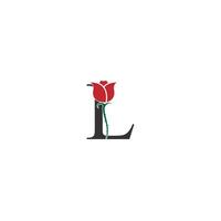 Letter L logo icon with rose design vector