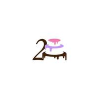Number 2 icon with wedding cake  design template vector