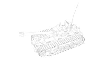 line art of destroyer tank vector