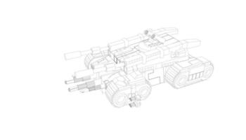 line art of destroyer tank vector