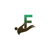 Letter F logo icon with people hand design symbol template vector