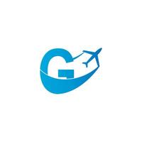 Letter G with plane logo icon design vector illustration