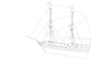 velero clásico estilo lineart vector