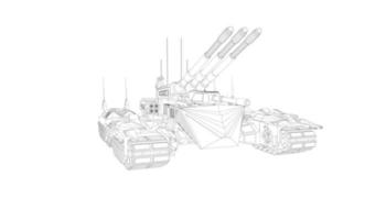 arte lineal de tanques militares vector