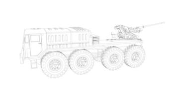 line art of destroyer tank vector