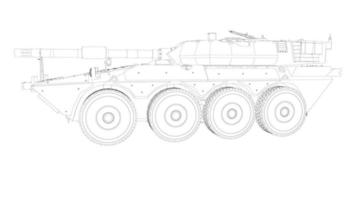 line art of destroyer tank vector