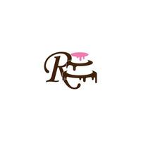 Letter R icon with wedding cake  design template vector