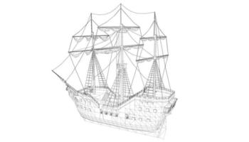 velero clásico estilo lineart vector