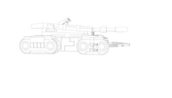 line art of destroyer tank vector