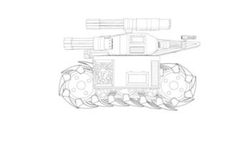 arte lineal de tanques militares vector