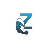 Letter Z logo icon with muscle arm design vector