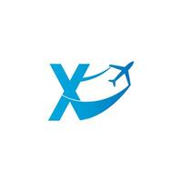 Letter X with plane logo icon design vector illustration