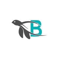 Sea turtle icon with letter B logo design illustration vector