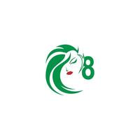 Number 8 with woman face logo icon design vector