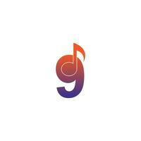 Number 9 logo icon with musical note design symbol template vector