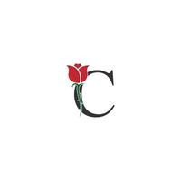 Letter C logo icon with rose design vector