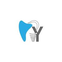 Letter Y logo icon with dental design illustration vector