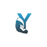 Letter Y logo icon with muscle arm design vector