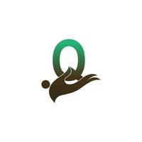 Letter Q logo icon with people hand design symbol template vector