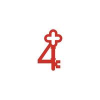 Number 4 logo icon with key icon design symbol template vector