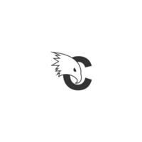 icono del logotipo de la letra c con plantilla de símbolo de diseño de cabeza de halcón vector