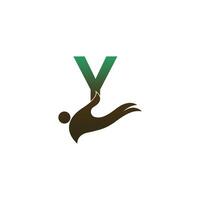 Letter Y logo icon with people hand design symbol template vector