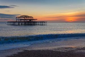 BRIGHTON, EAST SUSSEX, UK, 2018. View of the derelict West Pier in Brighton East Sussex on January 26, 2018 photo