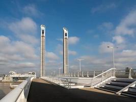 Bordeaux, France, 2016. New Lift Bridge Jacques Chaban-Delmas Spanning the River Garonne at Bordeaux