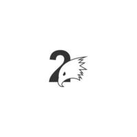 Number 2 logo icon with falcon head design symbol template vector