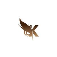 Letter K logo icon combined with owl eyes icon design vector