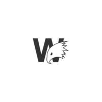 Letter W logo icon with falcon head design symbol template vector
