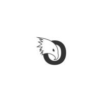 Letter O logo icon with falcon head design symbol template vector