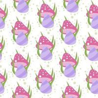 seamless pattern with cute mushroom illustration vector in cartoon style