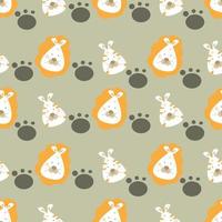 Animal seamless pattern with cute lion head vector in cartoon style