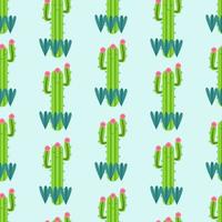 patrón sin costuras con ilustración de vector de cactus lindo en estilo de dibujos animados plana