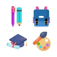 conjunto educativo de iconos escolares en estilo de dibujos animados 2d vector