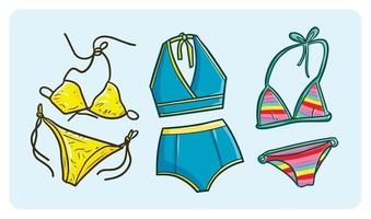 bikini colorido en estilo de dibujos animados vector